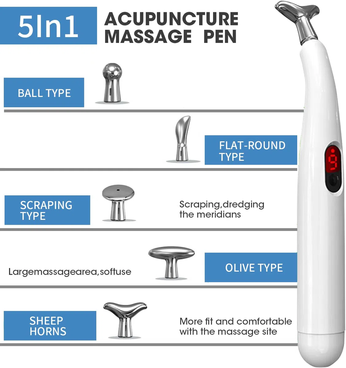 Acupuntura Masaje Pen,modelo recargable Lápiz Eléctrico de Masaje para Acupuntura,Acupuntura Terapia Heal Masaje Pen Meridian Energy Pen