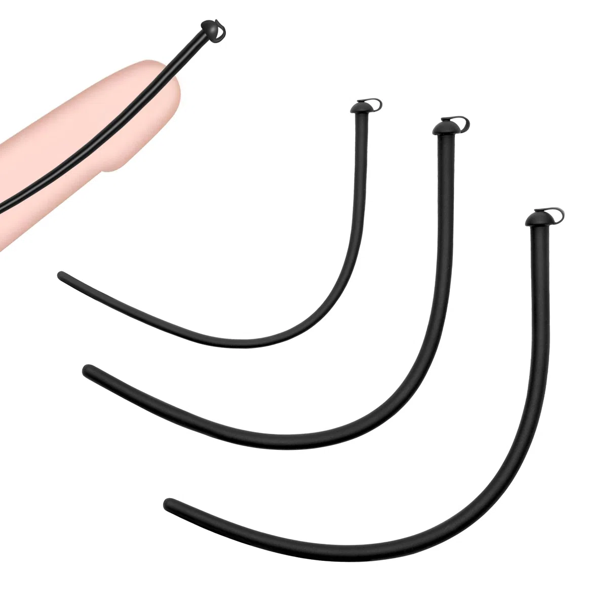 Silicona Suave Uretral Sonido Kit 3PCS Tapón Uretral Tubo Hueco Dilatador Urinario 11.8 pulgadas Vara de Masturbación de la Próstata Vejiga Orgasmo (Forma Redonda)