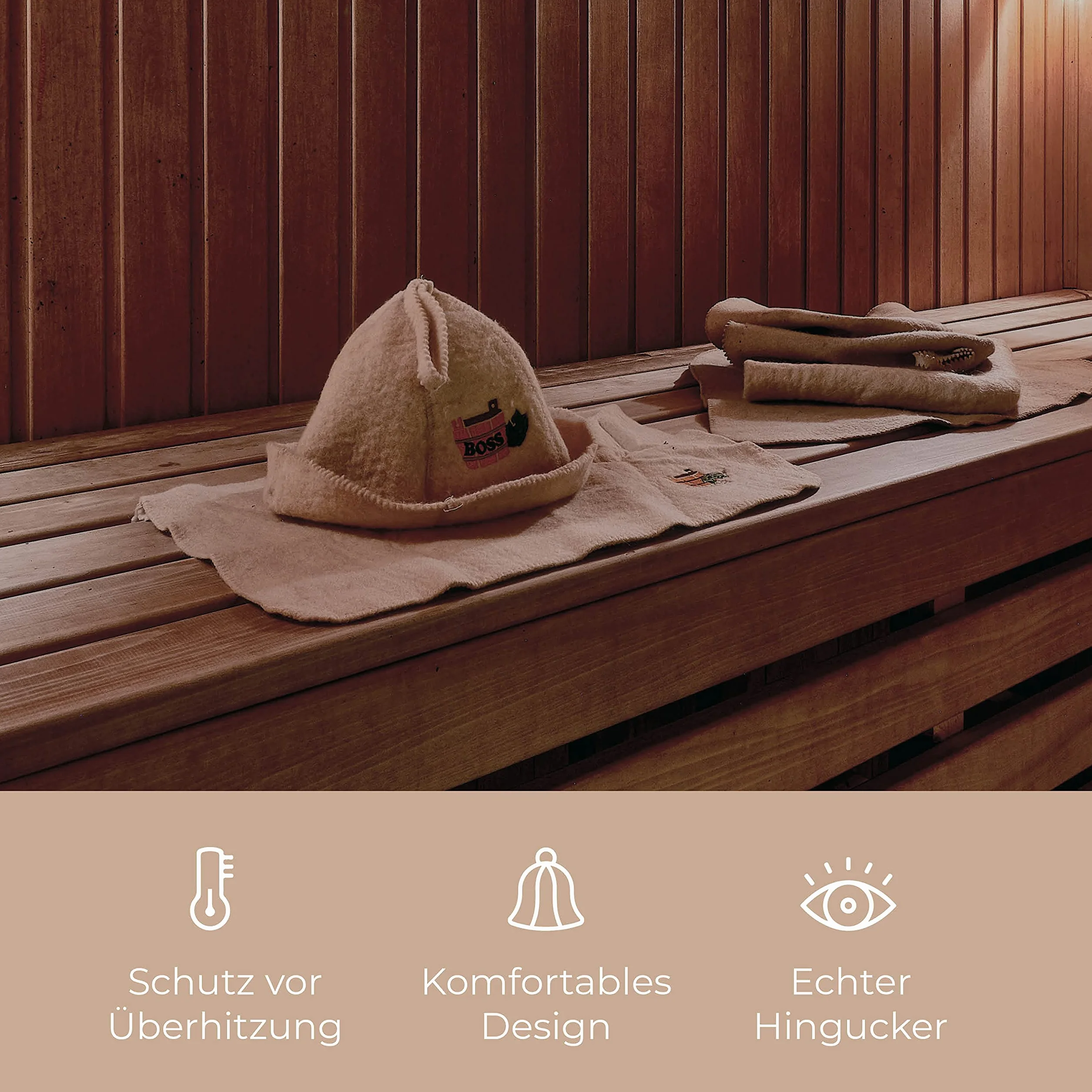 Sombrero para Sauna - Modelo Piloto - 100% algodón - Gorra para Sauna de Fieltro para Mujeres y Hombres