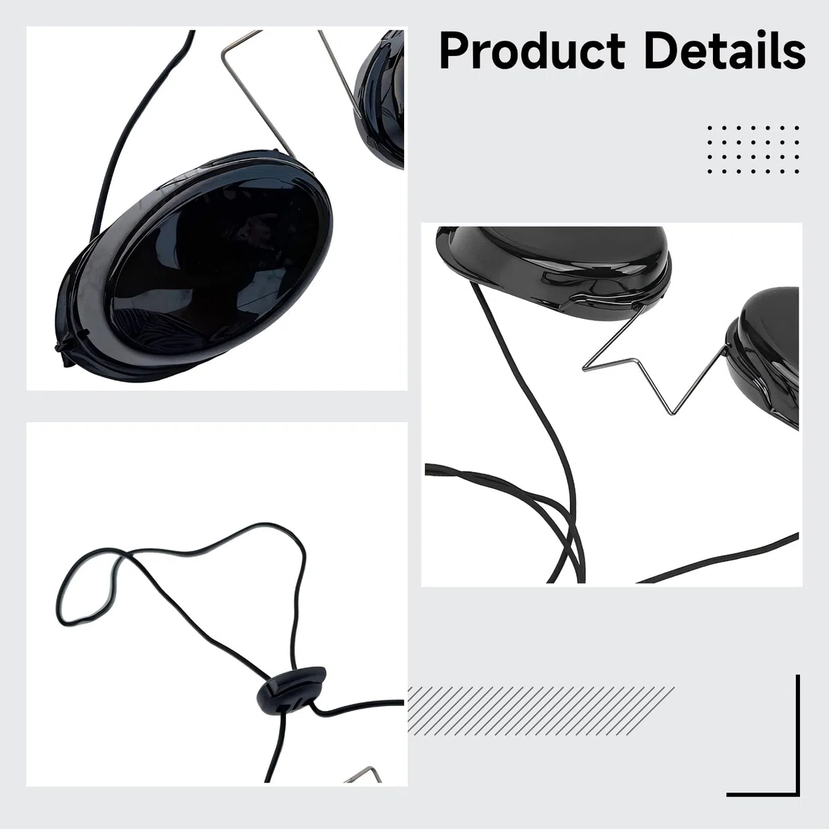 Gafas protectoras de bronceado con puente nasal de metal ajustable, gafas IPL ligeras, lente negra y funda