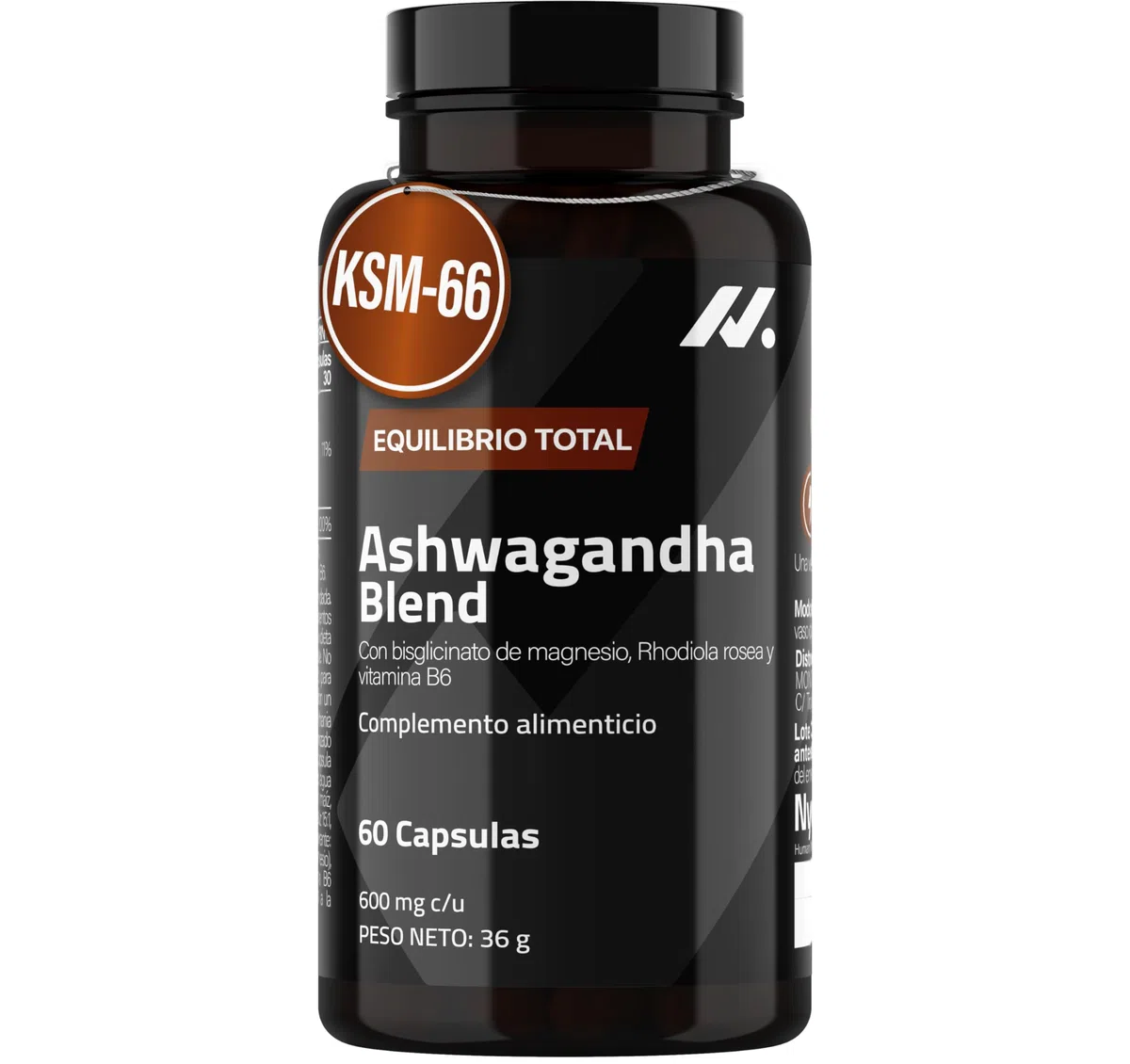 Ashwagandha Blend Ashwagandha KSM-66, Rhodiola, Magnesio bisglicinato, Vitamina B6 - Nootropico y Adaptogeno que ayuda con el Sueño, Claridad Mental y Bienestar General, 60 Cápsulas - Nyvos
