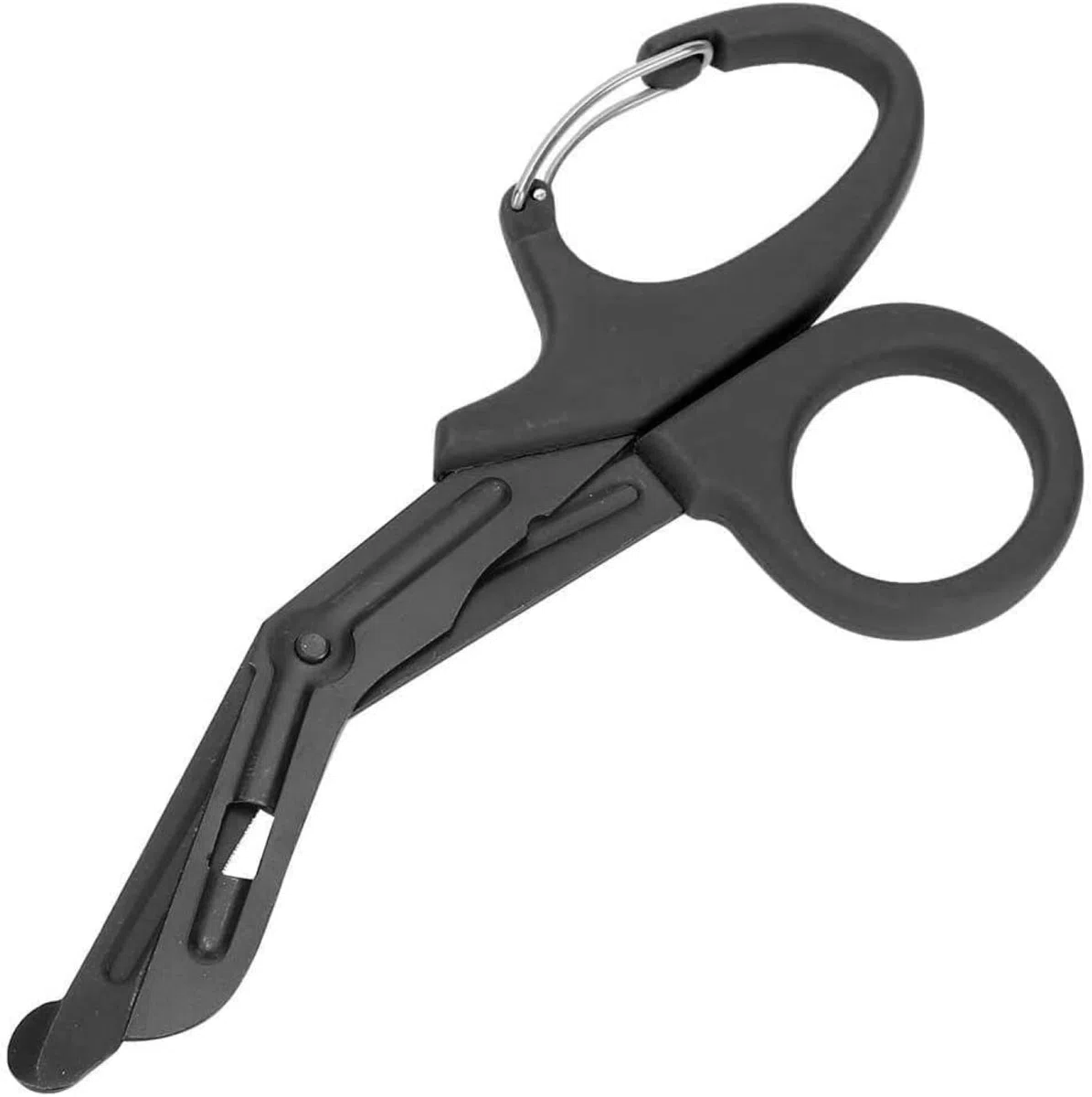 Tijeras de vendaje de titanio, tijeras EMT y tijeras de trauma, dobladas con revestimiento negro para enfermeras, estudiantes, sala de emergencias (negro, 19 cm)