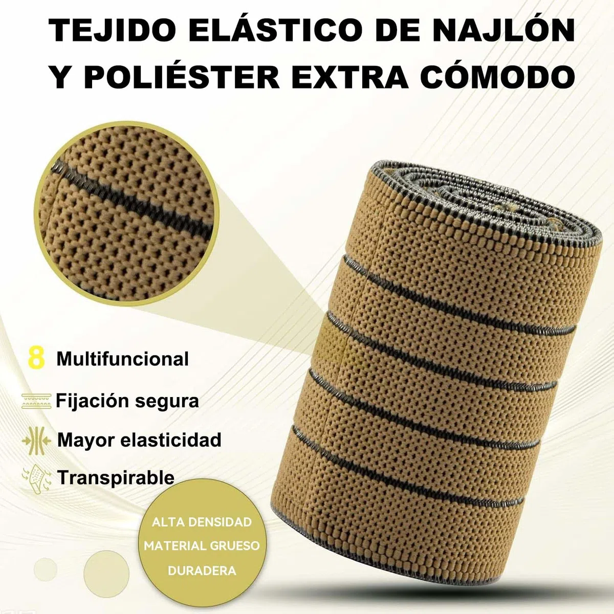 Vendaje elástico Piezas de repuesto Envoltura de banda alrededor para ETL051 ETUU1401 máquina Almohadillas Envolturas de rayas para vientre Brazo Pierna 3 tamaños 10pcs Material elástico