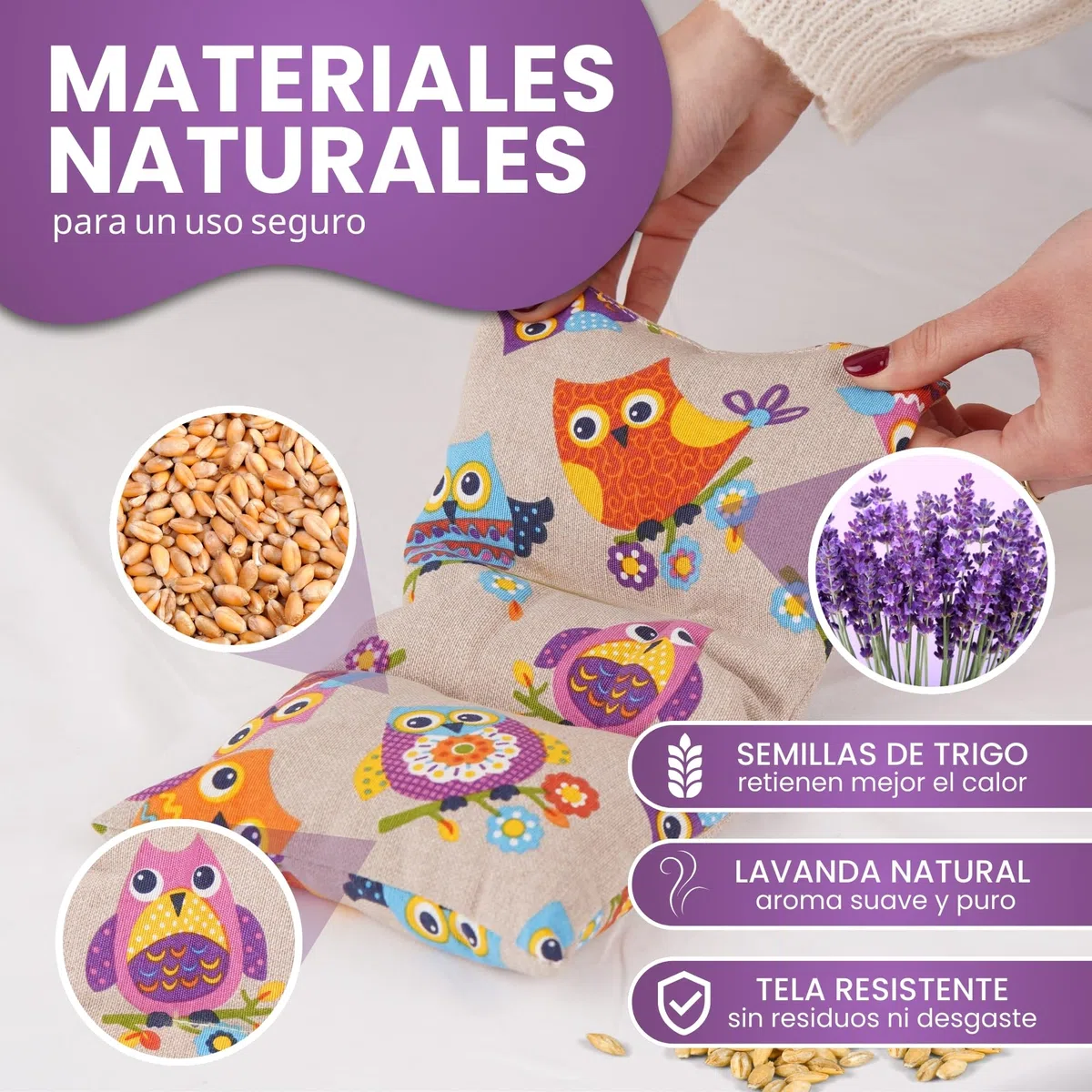 Saco Térmico de Semillas para Microondas | Saco de Semillas para Microondas | Bolsa Semillas Calor Microondas, con Semillas de Trigo y Lavanda, para un Alivio Natural del Dolor, 30 x 17 cms.