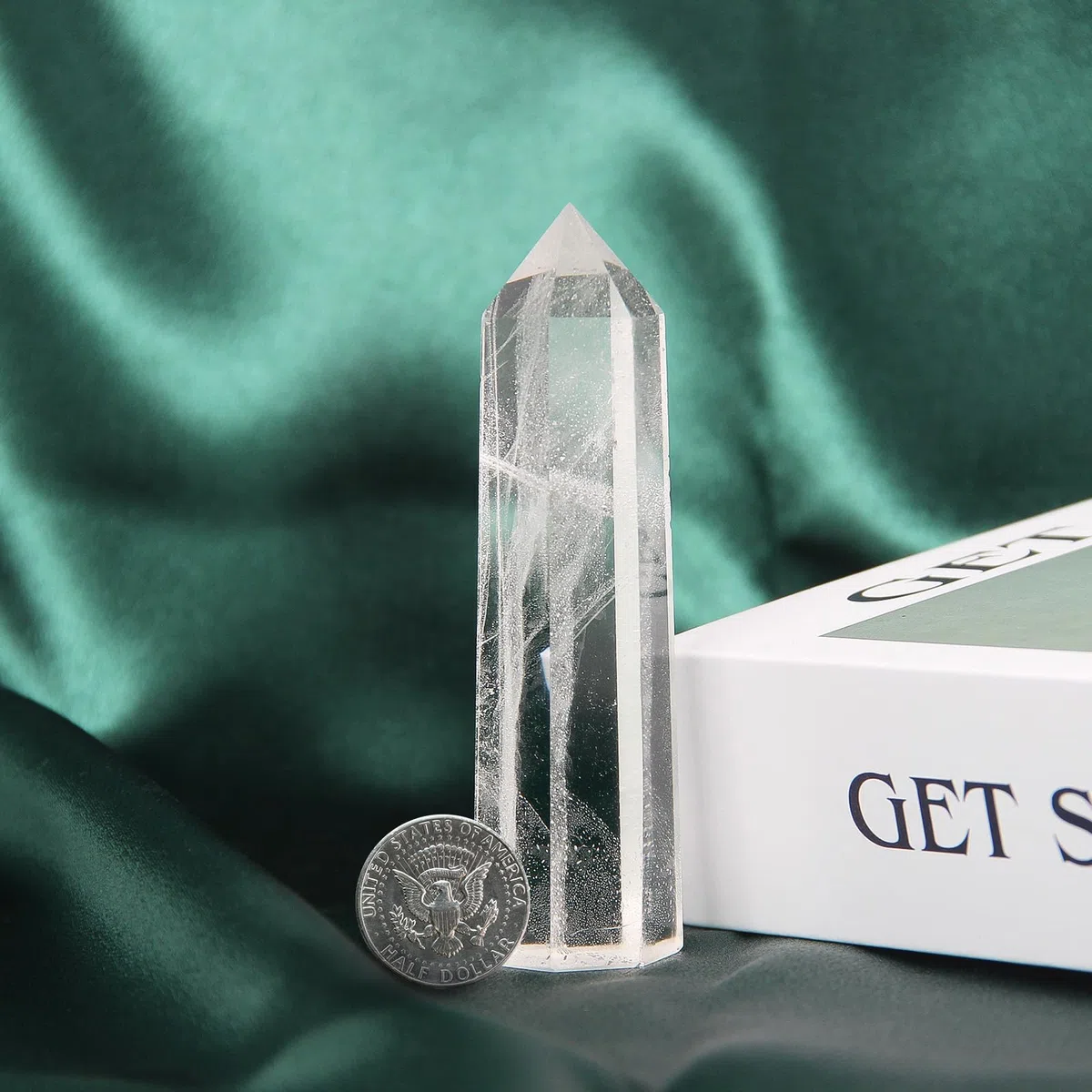1 pieza Varita de Cristal de Cuarzo Transparente, 10-11 cm, Varitas de Cristal Natural, Cristales y Piedras Curativas, Torre de Piedra de Cristal, Caja de Regalo