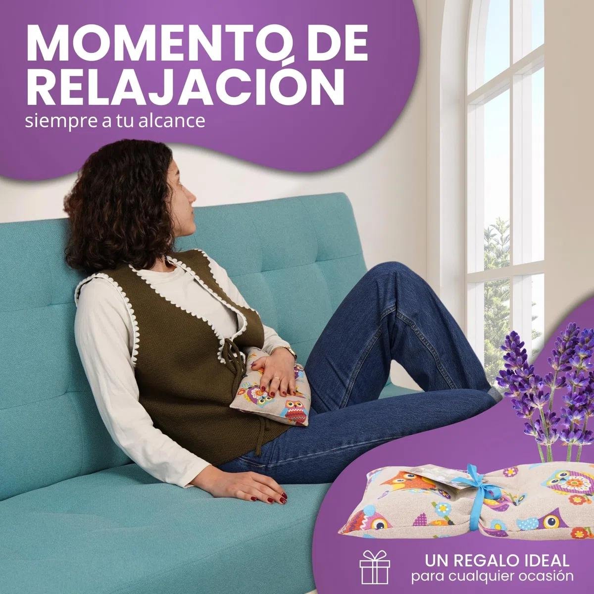 Saco Térmico de Semillas para Microondas | Saco de Semillas para Microondas | Bolsa Semillas Calor Microondas, con Semillas de Trigo y Lavanda, para un Alivio Natural del Dolor, 30 x 17 cms.