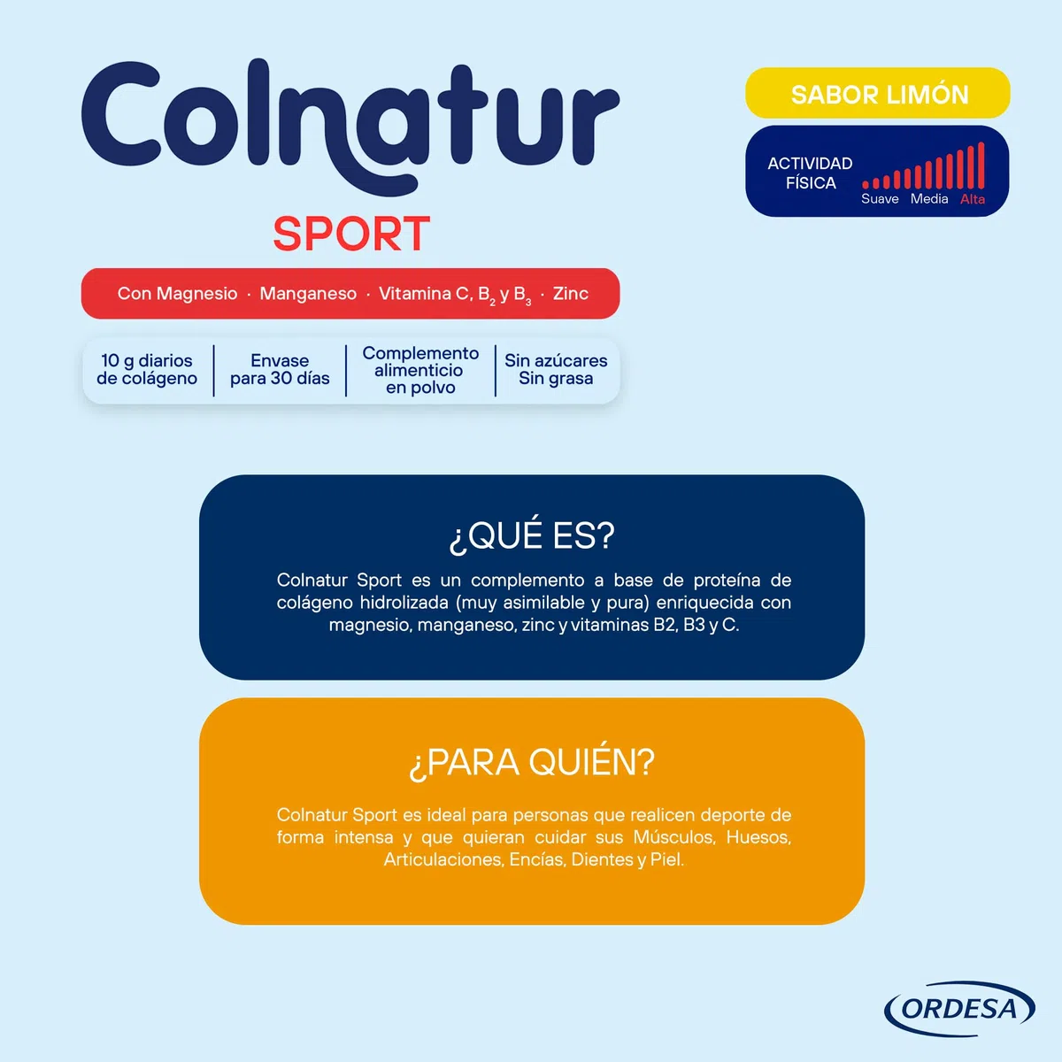Colnatur Sport Limón, Colágeno con Magnesio, Zinc y Vitamina C para Músculos, Huesos y Articulaciones, 360g