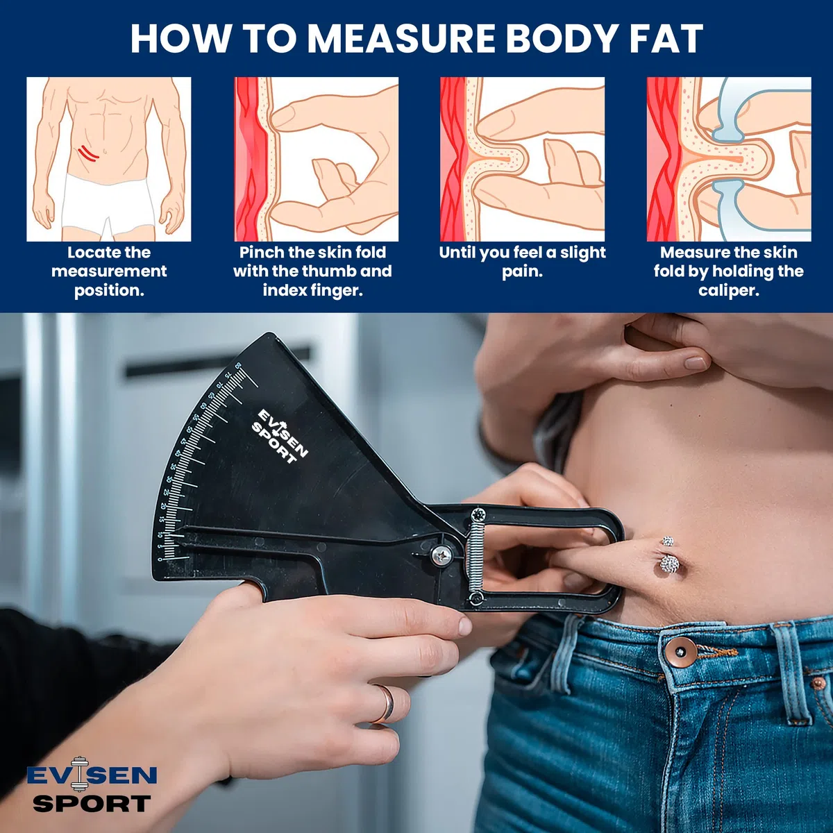 Plicómetro Profesional + Cinta Métrica Corporal Antropométrica Medidor De Grasa Corporal Para Calcular Porcentaje De Body Fat, Diámetros Óseos y Musculares