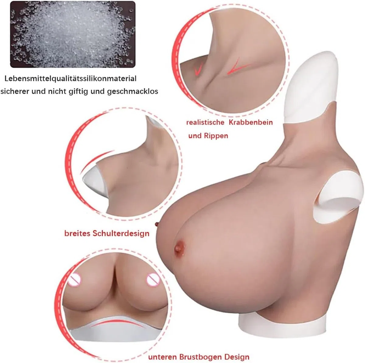 Grandes Pechos Copa H K S Z prótesis mamarias de Silicona Forma Pechera para Cosplay travesti Drag Queen transgénero, Beige Baumwollfüller, K Cup Baumwollfüller