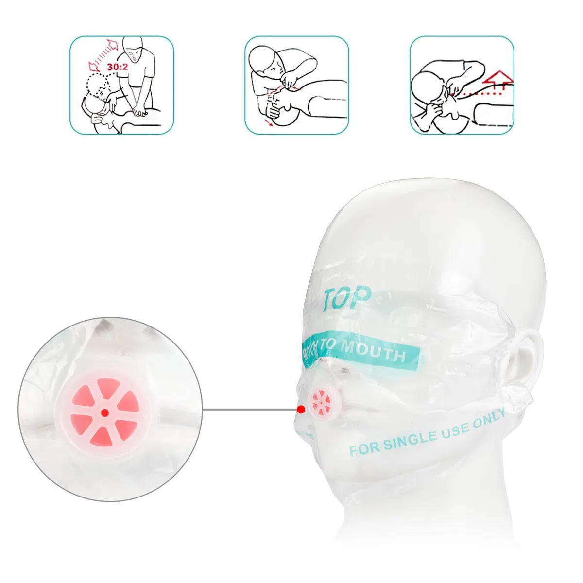 Máscara de CPR, Máscara respiratoria 10 PCS, CPR Máscara con llavero, portátiles de primeros auxilios máscaras CPR con barrera respiratoria con válvula de retención (5 Negro + 5 Rojo)