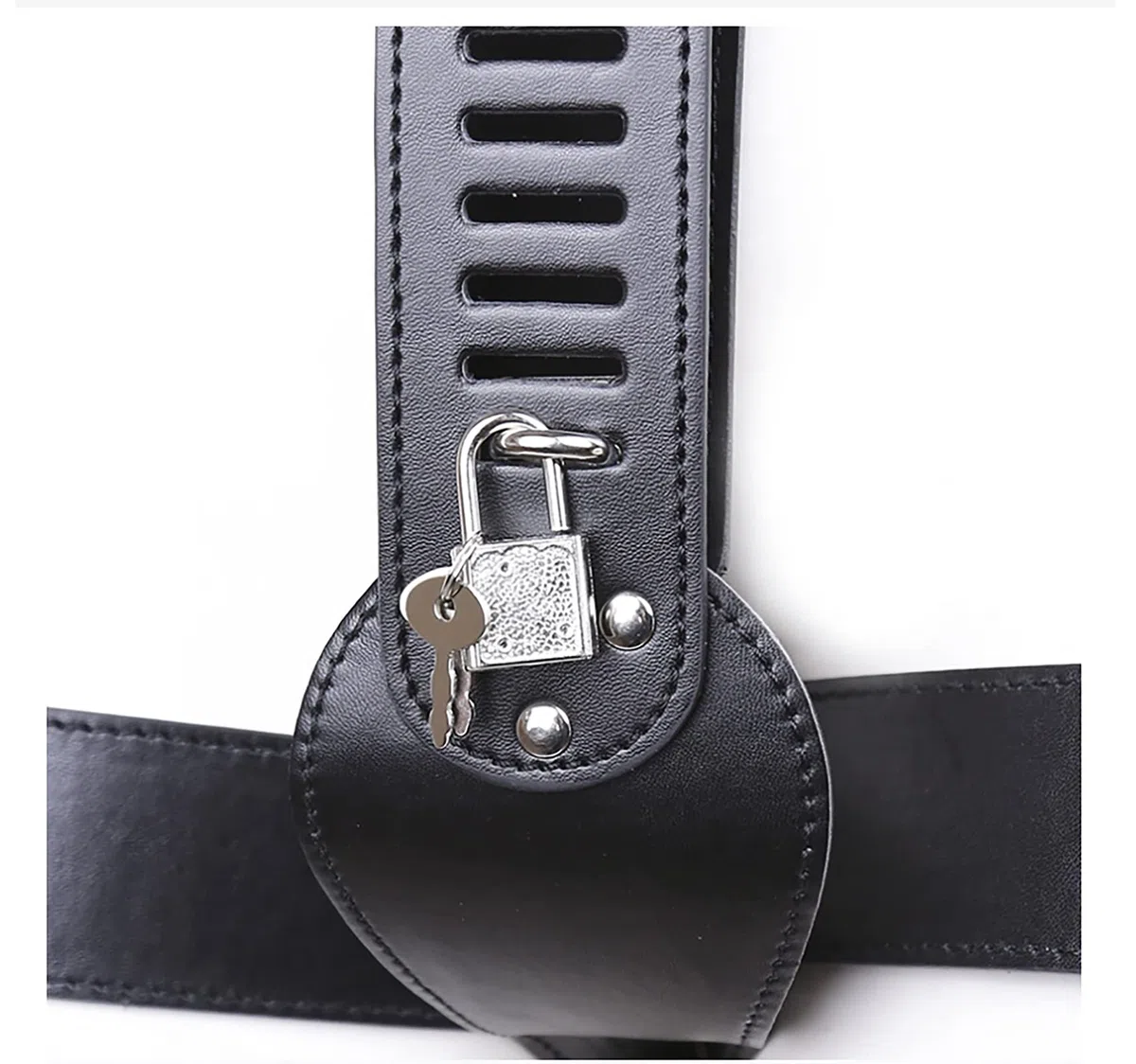 SeLgurFos Cinturón de castidad de cuero bragas de castidad de las mujeres Negro ropa interior de castidad con llave y cerradura SM Bondage Bondage Esclavo disfraces eróticos