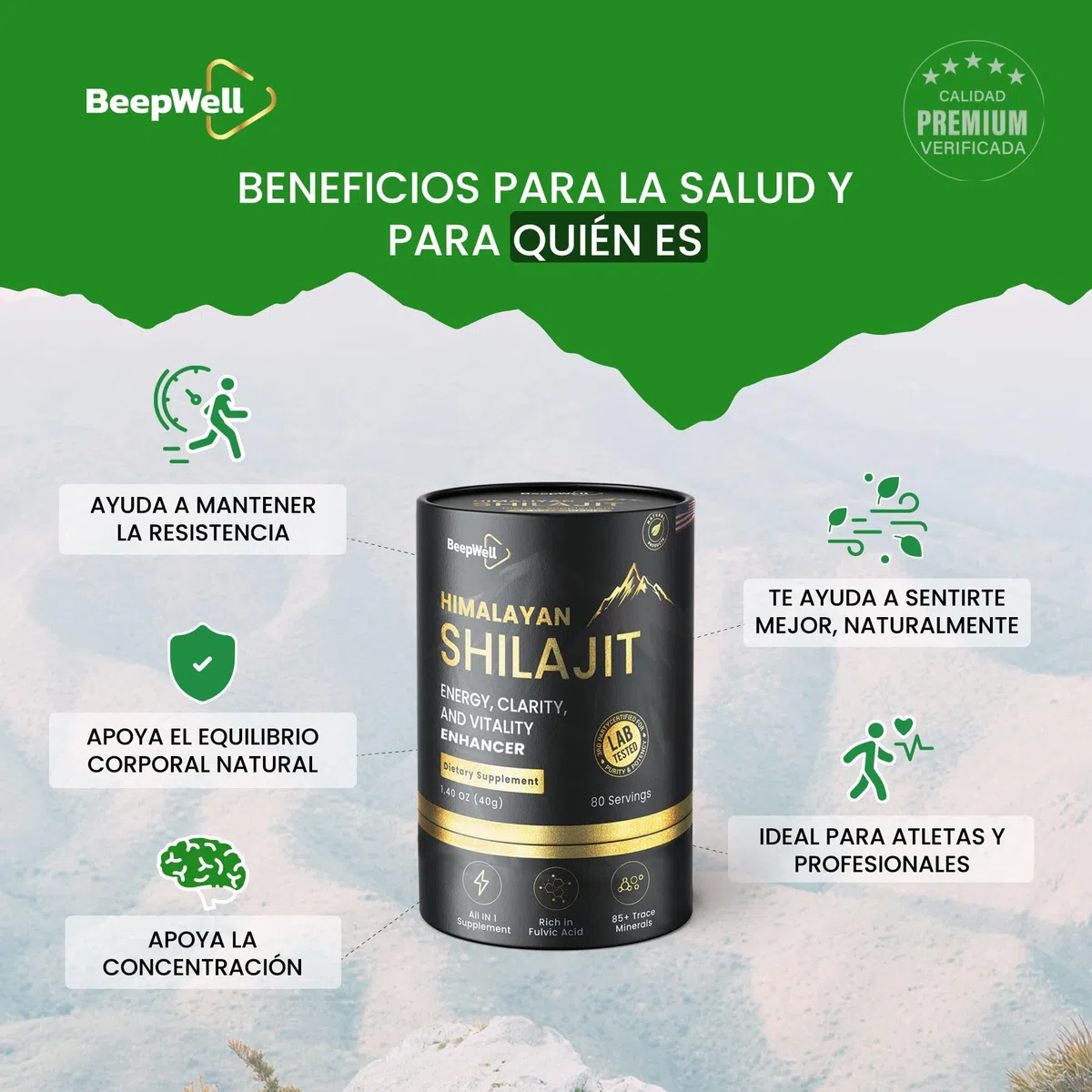 Shilajit Pure Himalayan - Resina Shilajit para hombres y mujeres (80 porciones)