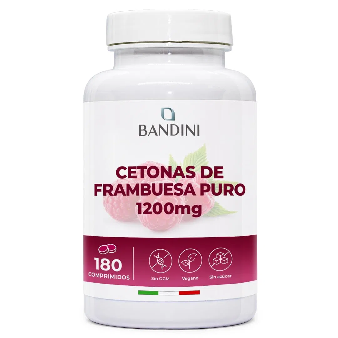 Bandini® Cetona de frambuesa pura 1200mg - Complemento vegano, 180 comprimidos para 6 meses - Rubus idaeus - Fácil de tragar - Ideal para dietas cetogénicas y bajas en carbohidratos - No-GMO, Sin Glut