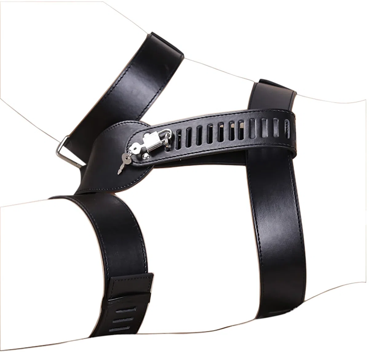 SeLgurFos Cinturón de castidad de cuero bragas de castidad de las mujeres Negro ropa interior de castidad con llave y cerradura SM Bondage Bondage Esclavo disfraces eróticos