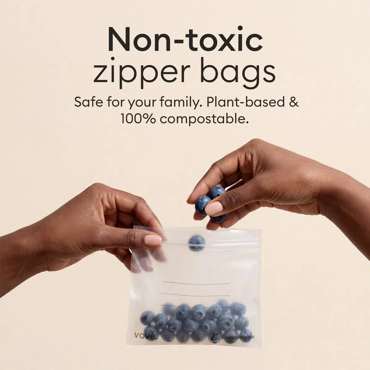 Vove Bolsas compostables medianas para sándwich, 30 unidades, aptas para congelador, a prueba de fugas, sin sustancias nocivas, superficie para escribir, ideal para panes escolares y preparación de