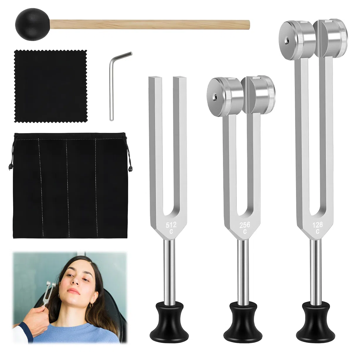 Diapason 128 Hz 256 Hz, 512 Hz, Diapasones Terapeuticos para terapia, para terapia de chakras, terapia de sonido, mantener el cuerpo y la mente relajados