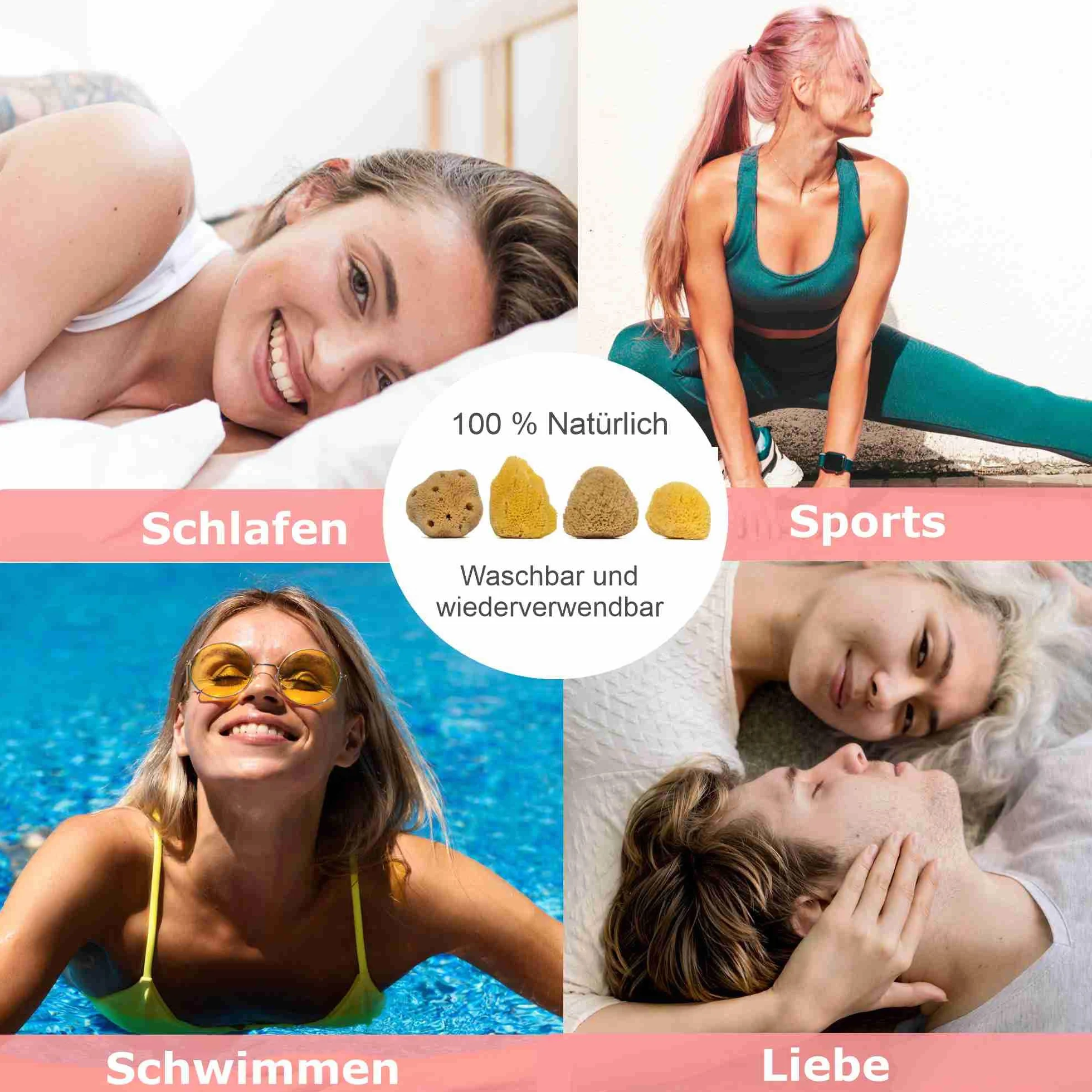 Esponjas de Mentruación Mentruativa Mentruacion Mar 100% Natural, sin blanquear como alternativa natural de tampón suave – Reutilizables, duraderas, 4 unidades (5 – 7 cm)