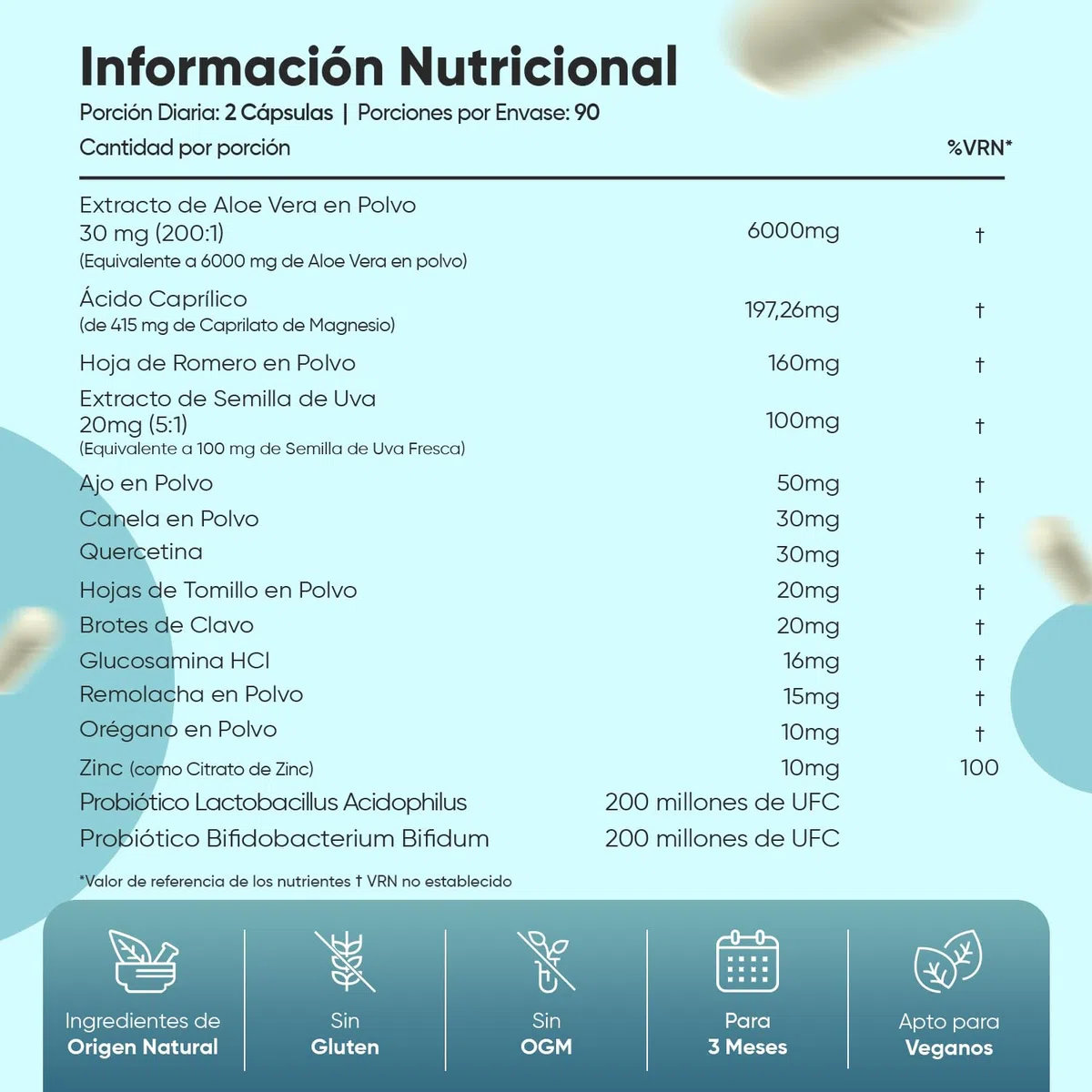 Probióticos para Flora Íntima Candida Support 180 Cápsulas Veganas con Lactobacillus Acidophilus, Bifidobacterium Bifidum, Zinc, Ácido Caprílico, Aloe Vera y Más para 3 Meses