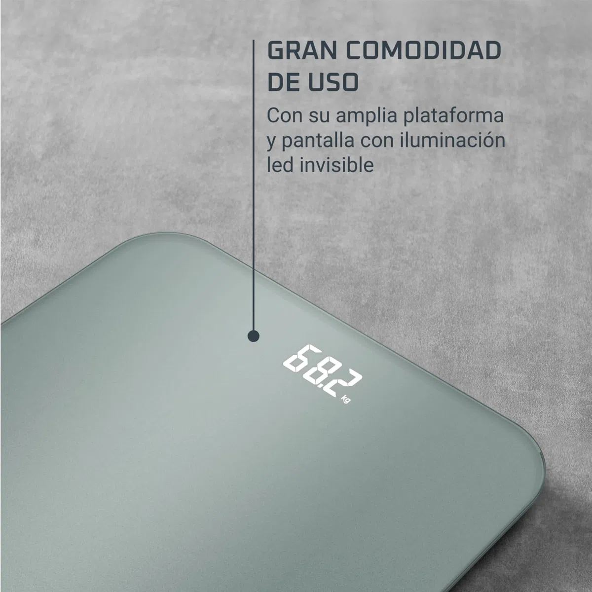 Rowenta Classic 2.0 Báscula de Baño Digital BS1903V0, Pantalla Invisible de Fácil Lectura, Diseño Efecto Eucalipto, Alta Precisión, Encendido Automático, Plataforma Amplia y Resistente