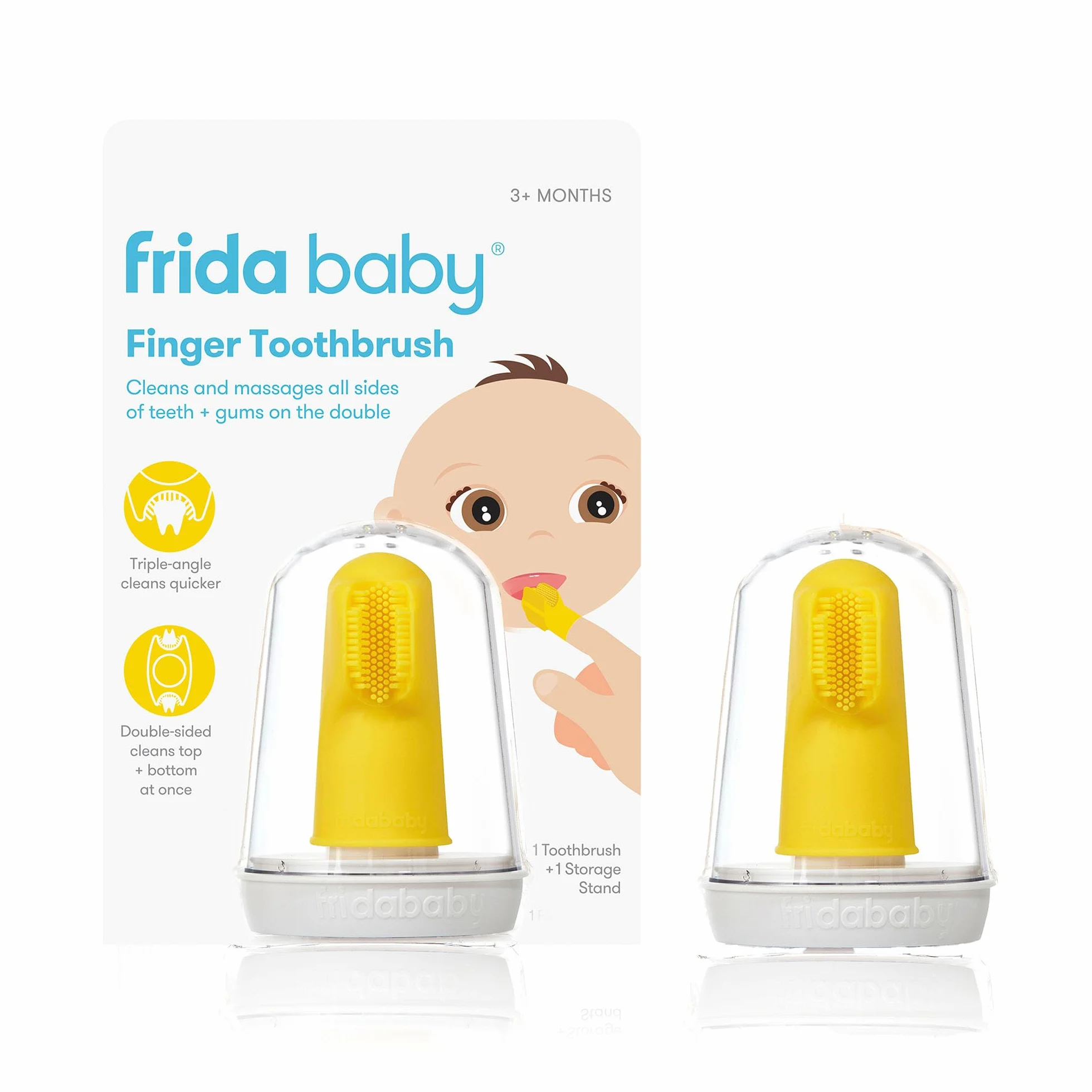 Frida Baby Cepillo de dientes de primer dedo para bebé con estuche de almacenamiento, a partir de 3 meses, 1 paquete