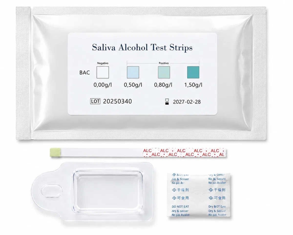 Test de Alcohol en Saliva G.V.SHOP – 10 Tiras Desechables | Alcoholímetro Químico Rápido | Test de Alcoholemia para Conducir | Resultado en 2 Minutos (10pz)