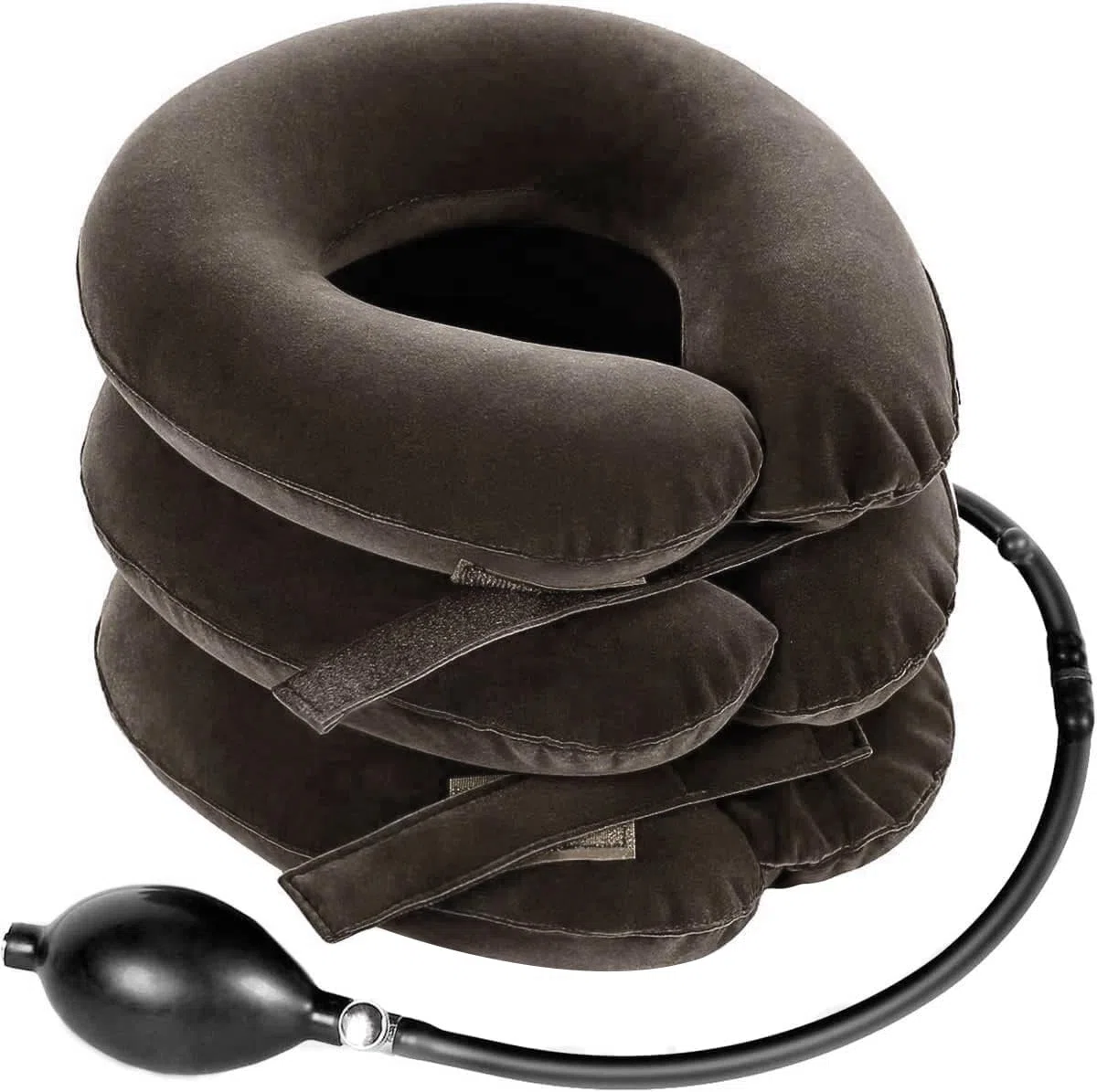 S Dispositivo de tracción cervical para alivio instantáneo del dolor de cuello, soporte inflable y ajustable, almohada de tracción para el cuello para uso doméstico (gris clásico)