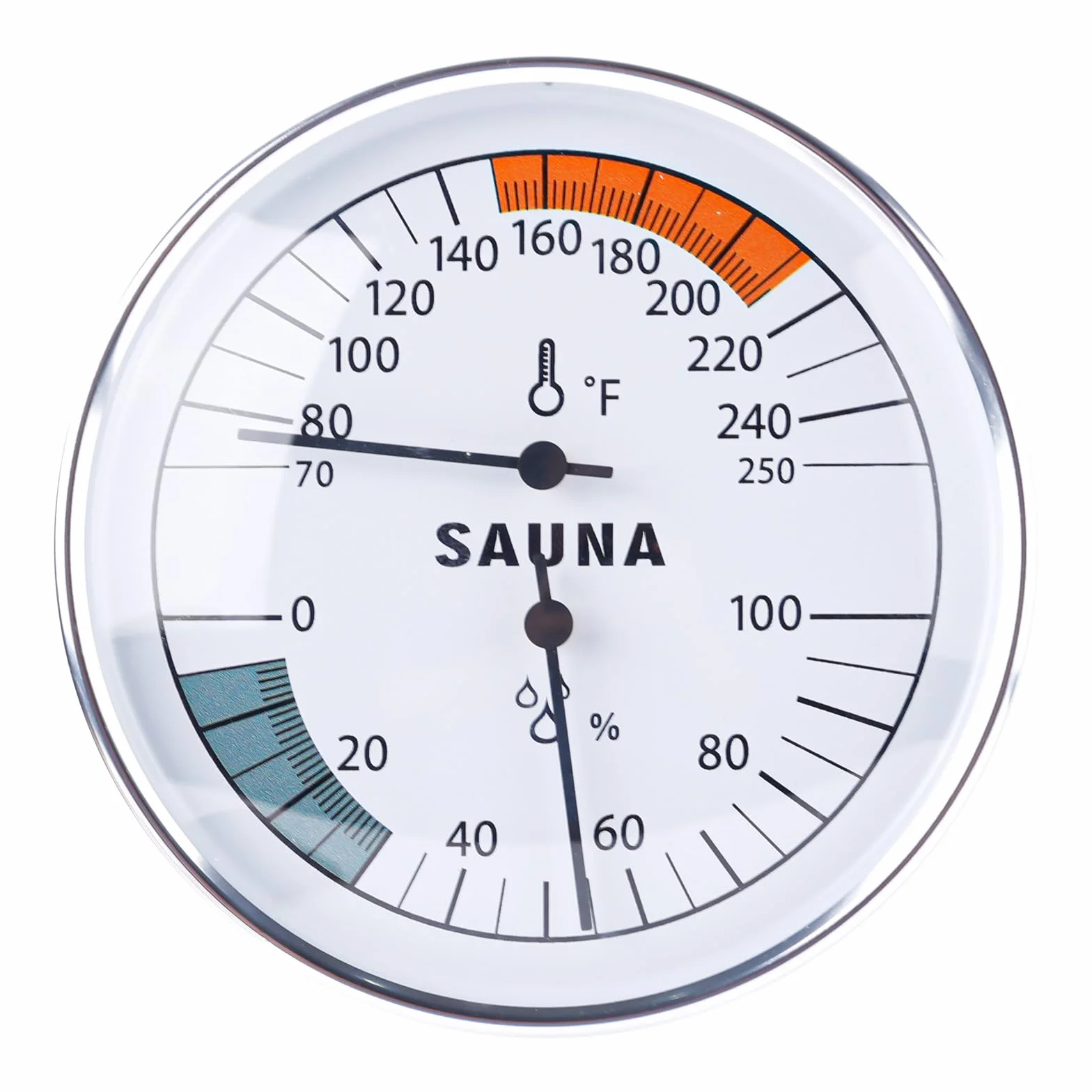 BOXOB Termómetro para Sauna, 2 en 1 Termómetro para Sauna en Grados Fahrenheit e Higrómetro Montaje en Pared para Sala de Sauna Monitor de Temperatura y Humedad Interior Sauna de Vapor Accesorios