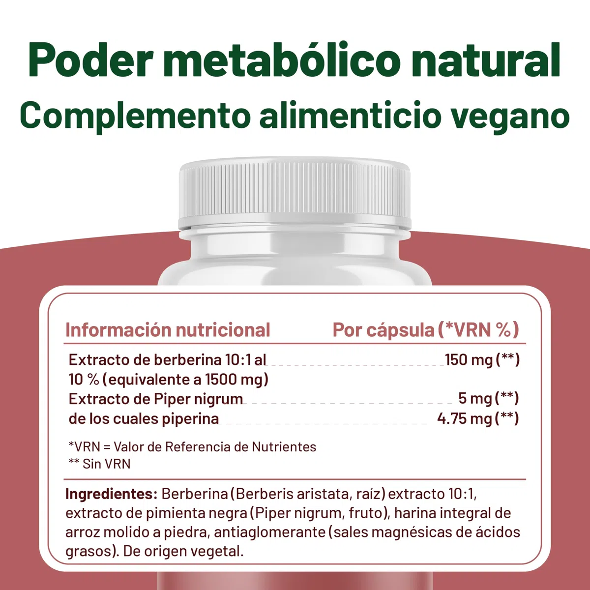 Berberina Alta Potencia 1500 mg – Suplemento de Berberina Para Adelgazar con Pimienta Negra, 60 Cápsulas (2 Meses de Suministro) – Control de Peso, Fabricado en el Reino Unido