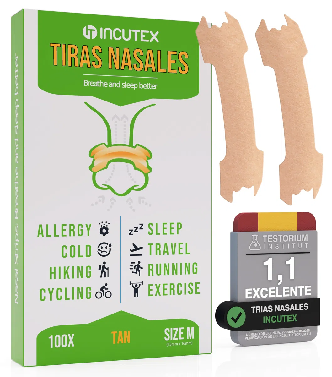 Incutex 100x tiras nasales contra los ronquidos tira nasales antirronquidos para respirar mejor, talla M