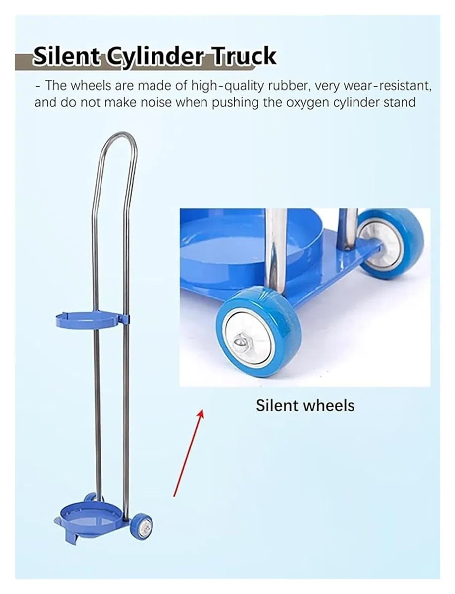 Carro de tanque de oxígeno portátil con altura ajustable y ruedas silenciosas, soporte cilíndrico de acero para transporte, cuidado del hogar, (87 cm/34.3), 87 cm/34.3, 87 cm/34.3