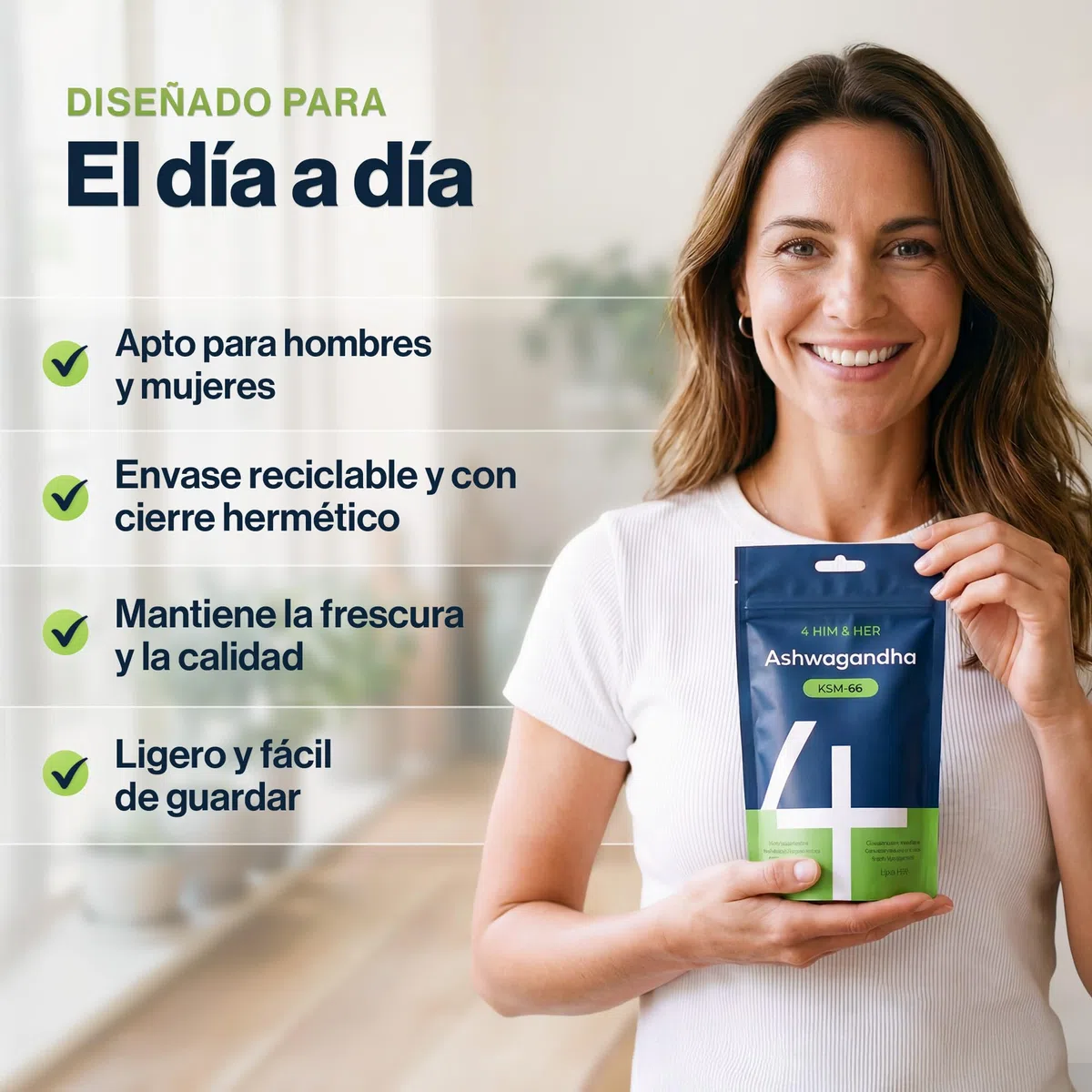Ashwagandha KSM-66 Cápsulas 250mg Alta Potencia – 5% Withanolides – 90 Cápsulas Veganas (Suministro 3 Meses) – con B6 para Cansancio & B5 para Rendimiento Mental – para Hombres y Mujeres – 4 HIM & HER