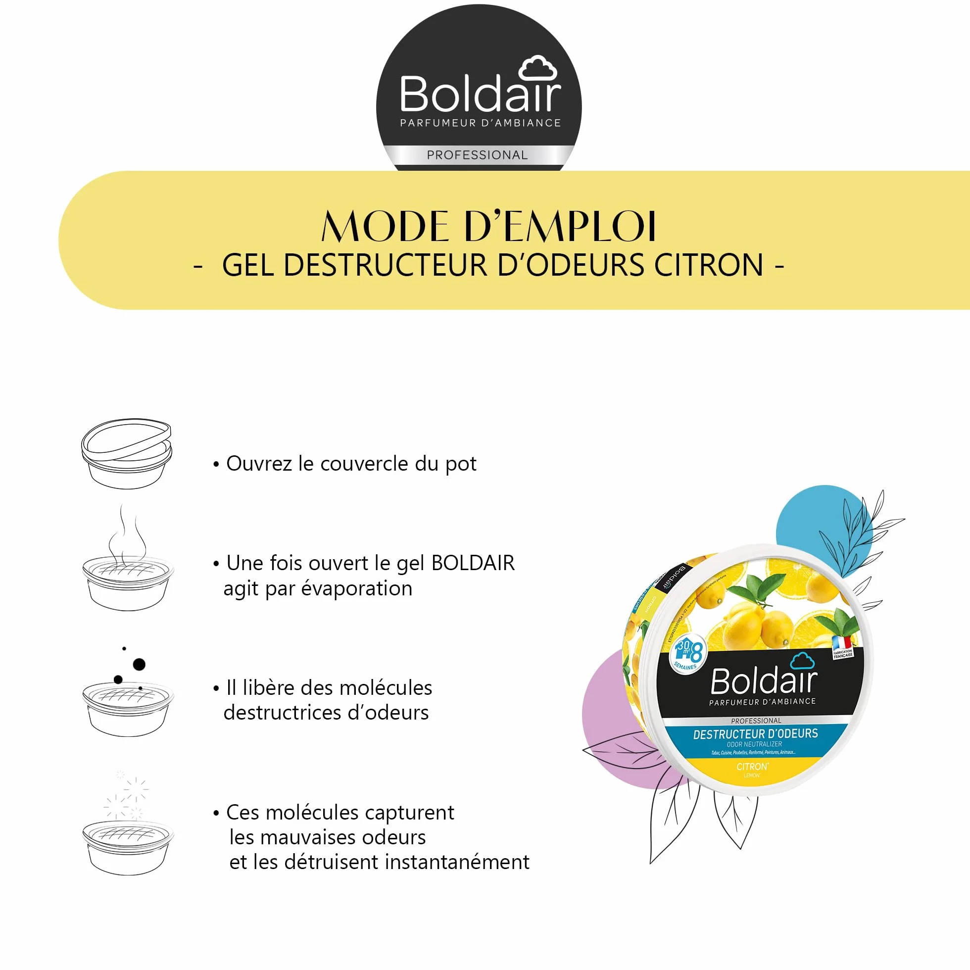 Boldair Gel Destructor olores Limón