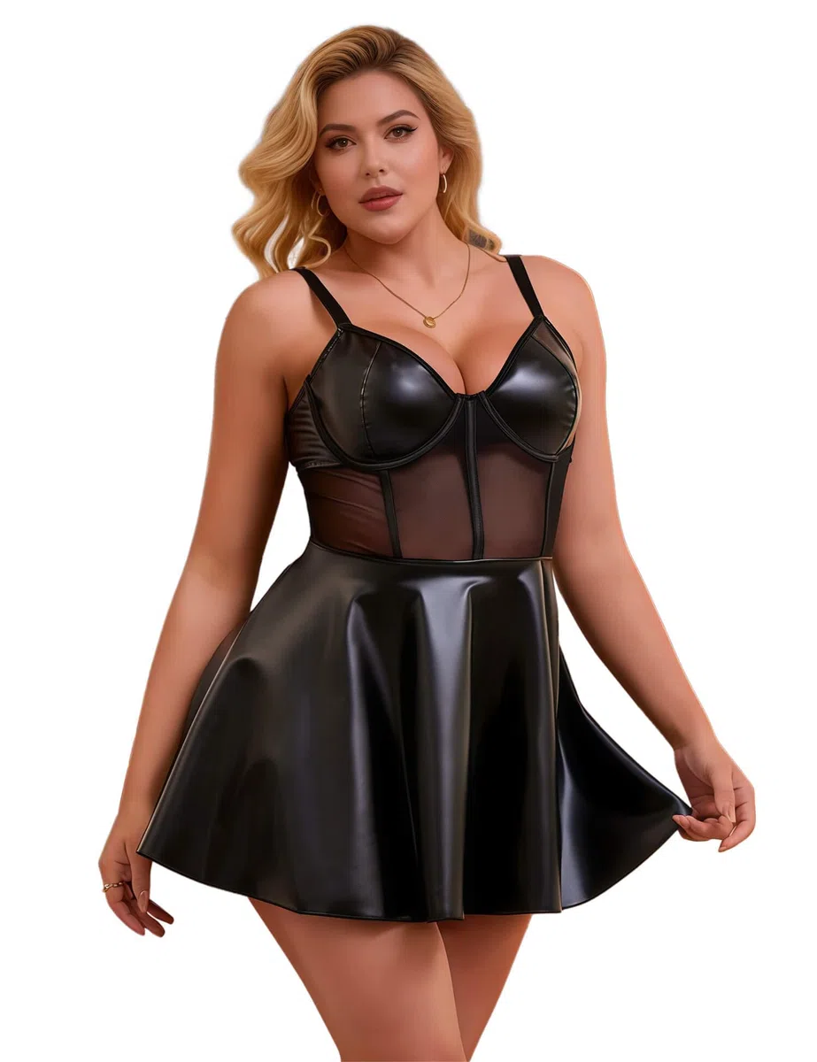 ohyeahlady Camisón Corto Tirantes Mujer Encaje Talla Grande Vestidos Playeros Camisolas Dormir Babydoll Cuello V Pijamas Suaves Transpirables Camisones Lenceria Curvy con Tanga