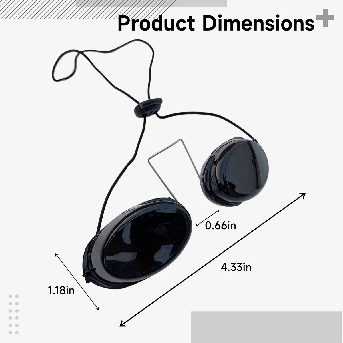 Gafas protectoras de bronceado con puente nasal de metal ajustable, gafas IPL ligeras, lente negra y funda