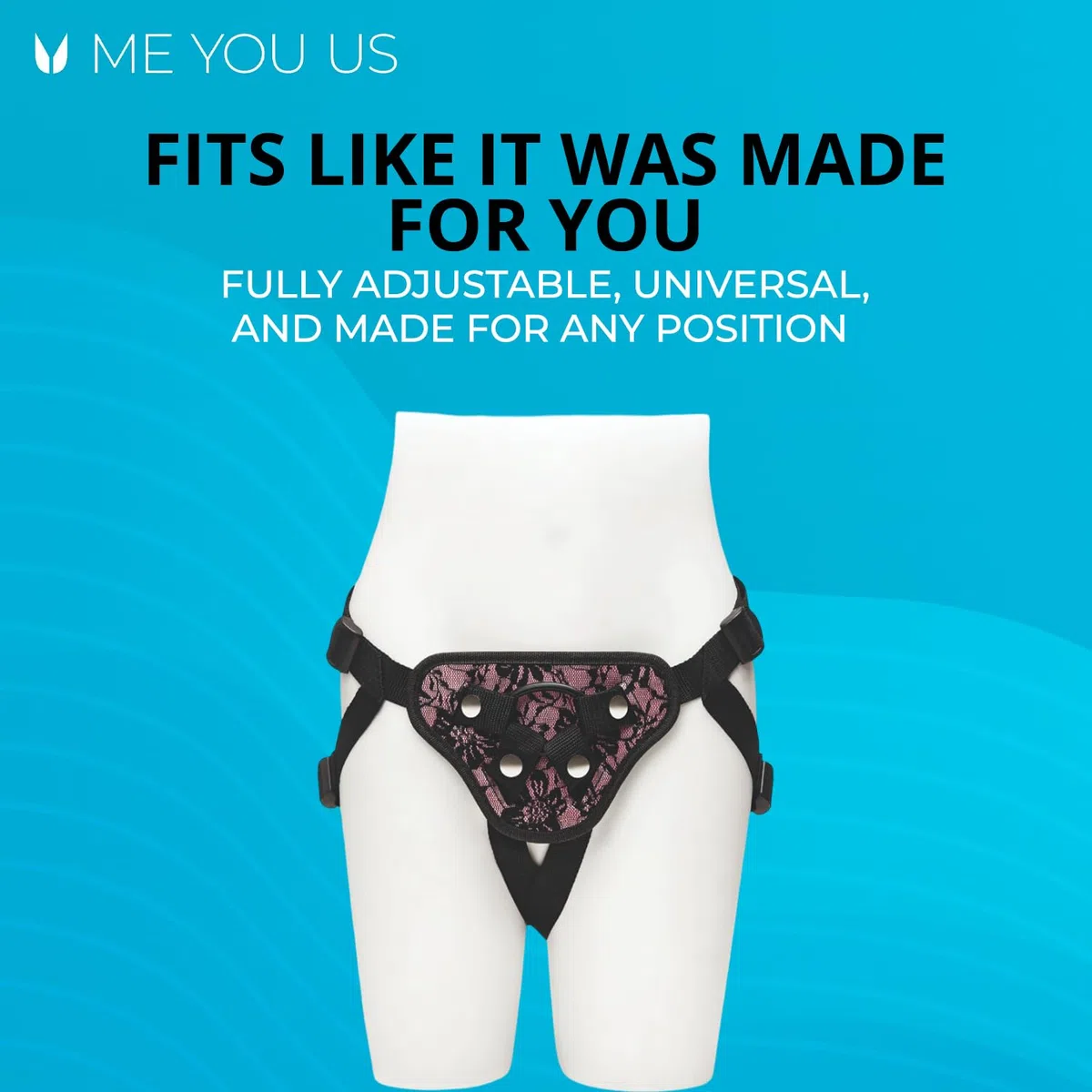 Me You Us - Arnés con correa ajustable en rosa - Talla única (ajustable) - Ajuste cómodo y seguro para juegos versátiles, compatible con consoladores, emocionantes aventuras de juegos de rol - Pegging