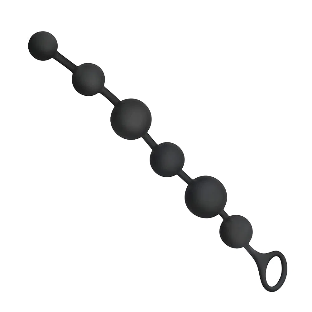 Plug Anal de Silicona, Entrenador Anal Flexible Plug de Cadena con 6 Bolas de Diferentes Tamaños Juguete Sexual Anal para Hombres, Mujeres y Parejas