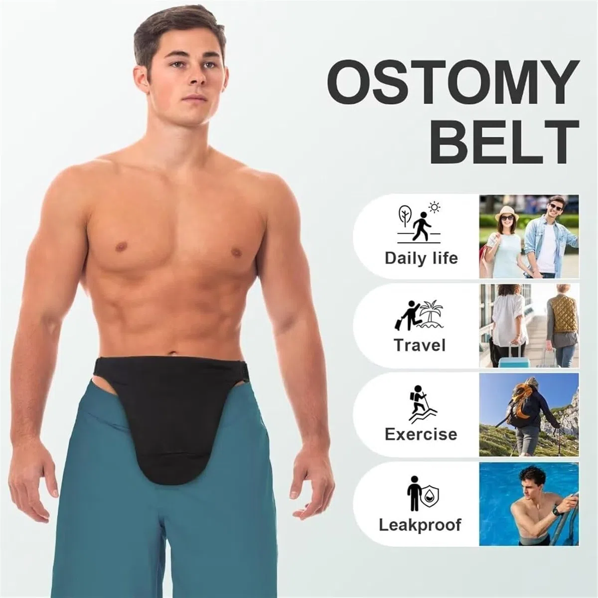 Cinturón de ostomía, suministros para ostomía, cinturón de colostomía cómodo y discreto, fundas de soporte para bolsas de ostomía para hombres y mujeres, para deportes y vida diaria