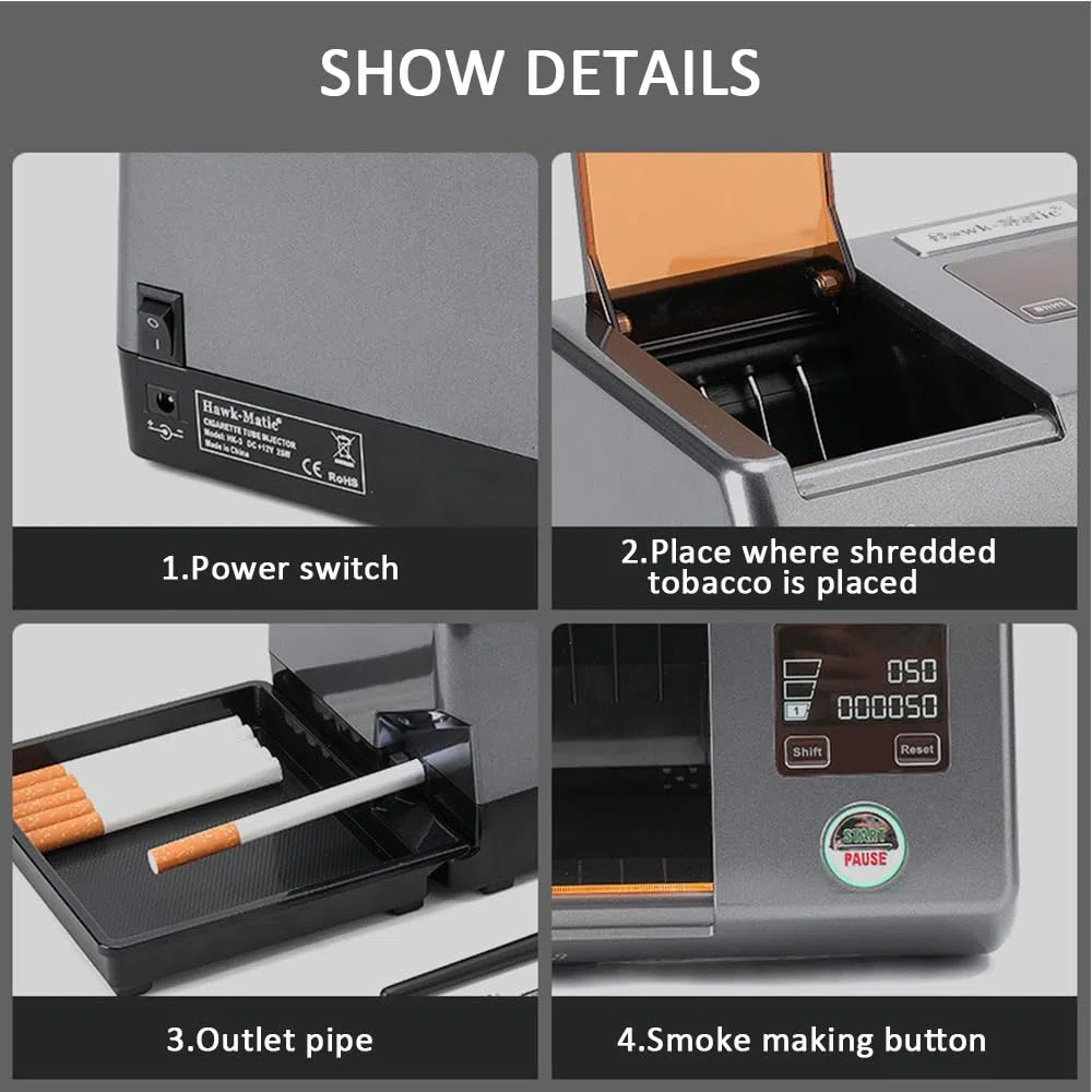 Máquina eléctrica automática del balanceo del Cigarrillo de la máquina del inyector portátil del Tabaco, para los Tubos del Cigarrillo, 8m m