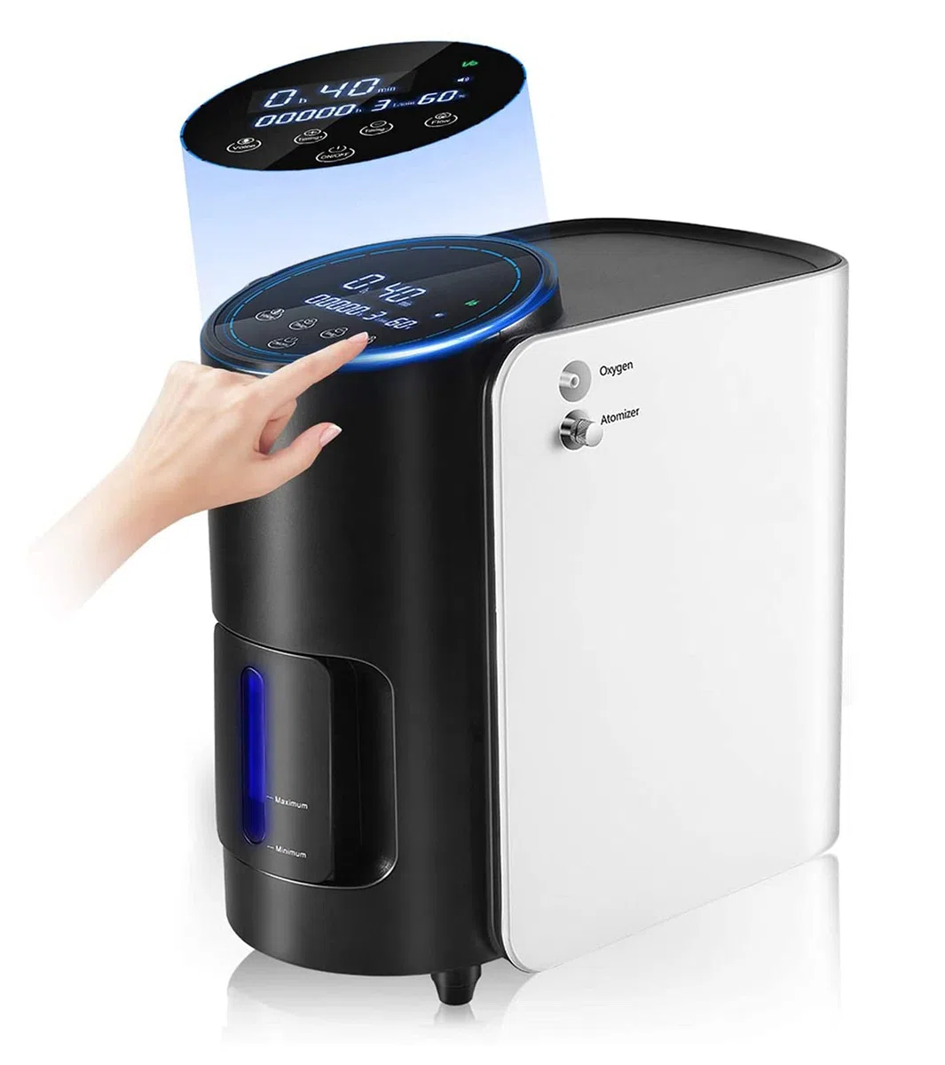 Generador concentrador de oxígeno y purificador de aire (1–7 L/min).
