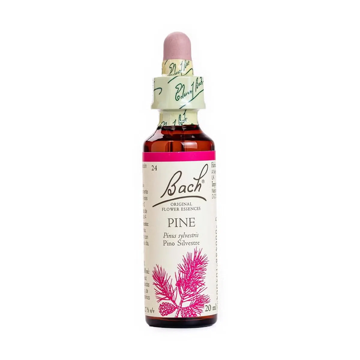 Bach - Flor de Bach Pine, Complemento Alimenticio, con Extracto de Flores de Pino Silvestre, Uva de Alc 27% Vol, Ayuda a Gestionar las Emociones Relacionadas con la Autoestima - 20 ml