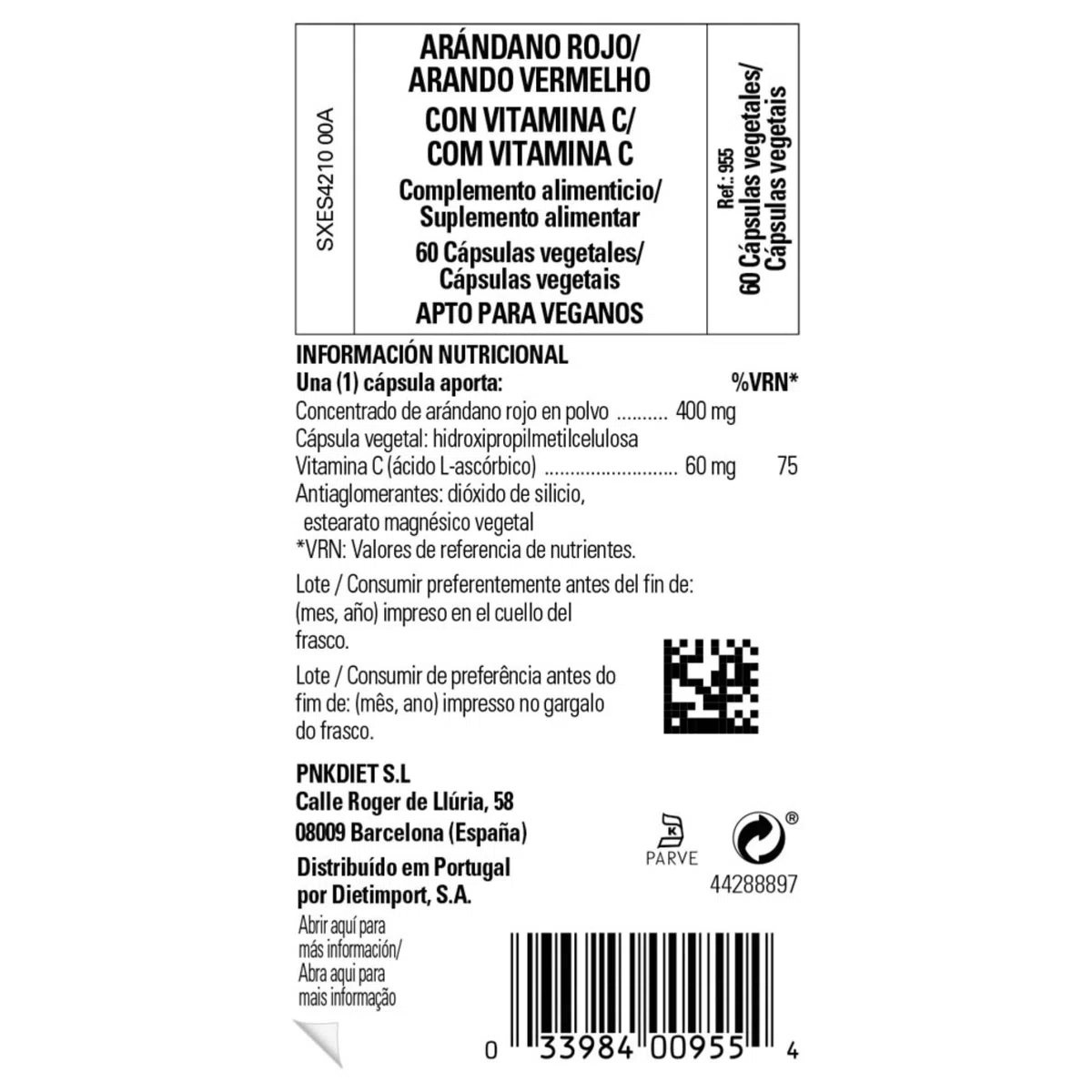 Solgar | Arándano Rojo con Vitamina C | 60 Cápsulas vegetales