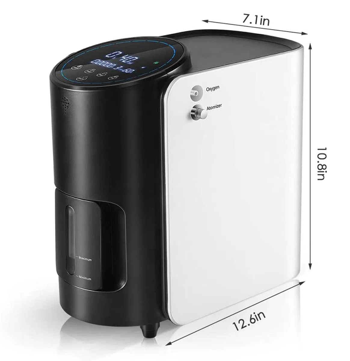 Generador concentrador de oxígeno y purificador de aire (1–7 L/min).