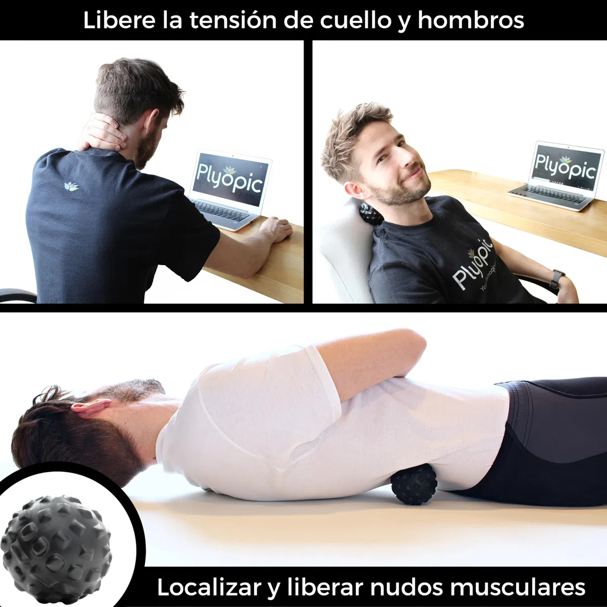 Plyopic Bolas de Masaje – (Set de Massage Balls) – para Automasaje, Liberación Miofascial, Trigger Point, Crossfit y Fascitis Plantar. Elimina Dolores Musculares: Espalda Cuello Piernas Pies etc.