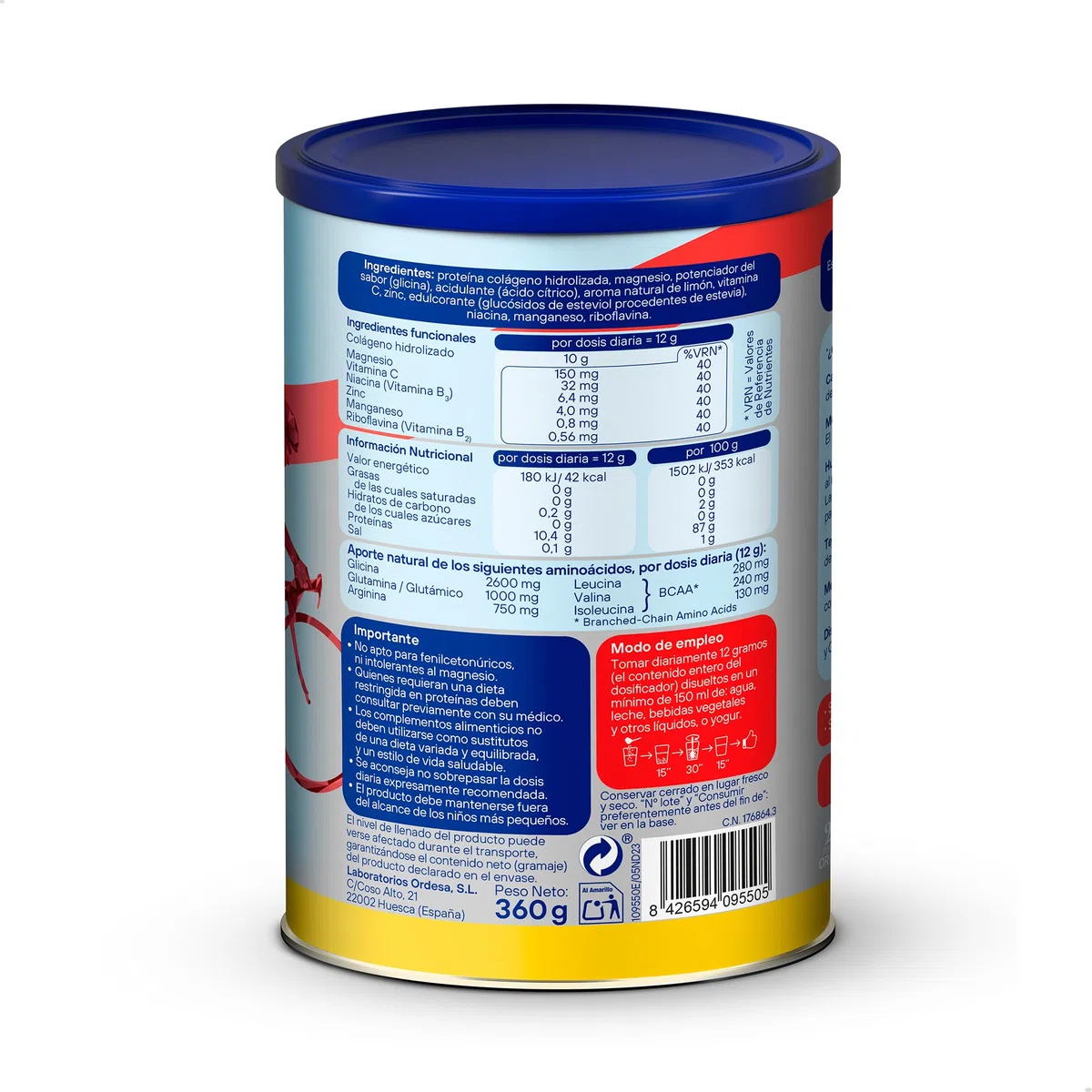 Colnatur Sport Limón, Colágeno con Magnesio, Zinc y Vitamina C para Músculos, Huesos y Articulaciones, 360g