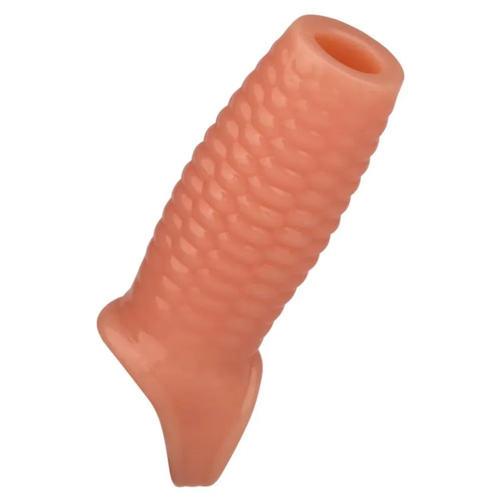 Extensor de manga de pene de color carne de extremo abierto de 9,5 cm, de silicona ultrasuave, reutilizable, para hombres, juguete sexual para adultos