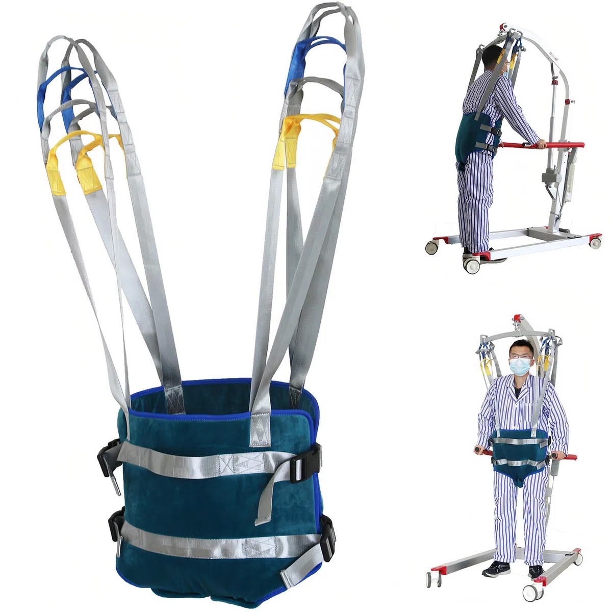Eslinga de elevación para pacientes, diseño de piernas divididas, ayuda médica de pie para apoyo lumbar y muslo, alta capacidad de carga de 400 libras
