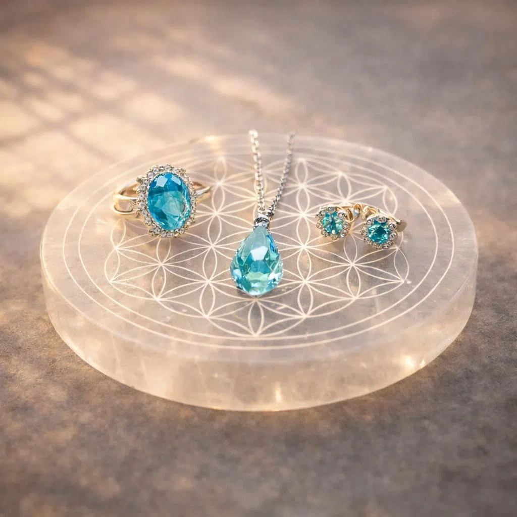 NKlaus Disco de Flor de la Vida en Selenita Placa de Selenita 12 cm Piedra de Recarga Grabada Flor de la Vida, Energizante Ideal para Reiki, Meditación y Decoración