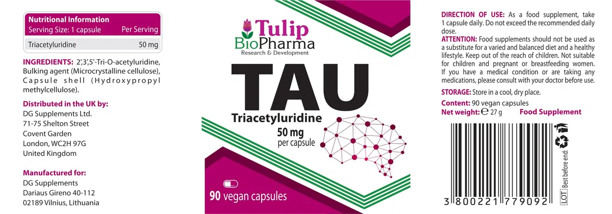 Tau (triacetiluridina) 50 mg 90 cápsulas veganas, probado en laboratorio de terceros, suplemento de alta resistencia