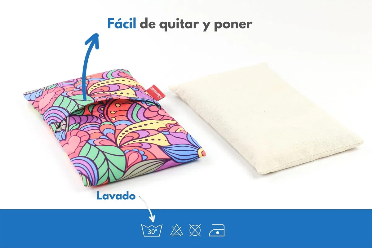 Saco Térmico de Semillas para microondas | Ayuda a Aliviar Dolores Musculares gracias al Calor Seco | Funda Lavable 100% Algodón Vitral (23 x 15 CM, Aroma Lavanda)