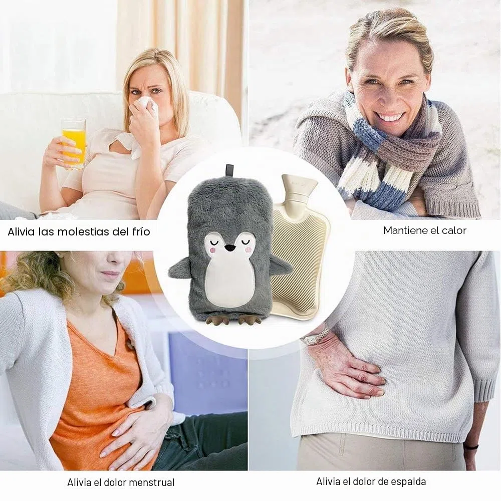 Bolas de Agua Grande Pingüino, Bolsa de Agua Caliente 2L, Bolsa Agua Caliente Peluche, Bolsas Agua Caliente Antifugas, Botella de Agua Caliente Calienta Camas Saco Mantener Termico Blanda Regalo